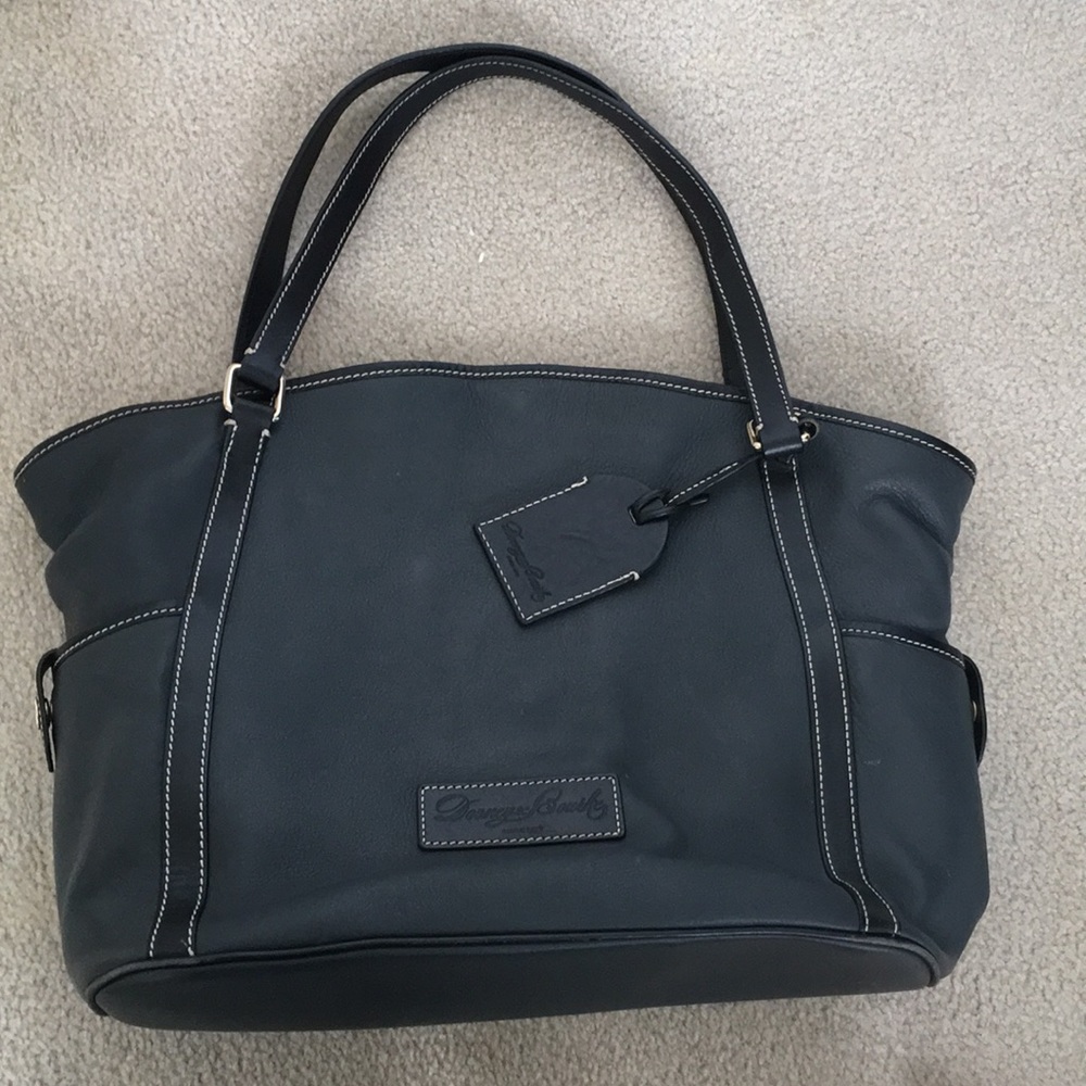 Dooney and Bourke leather satchel. Navy blue
